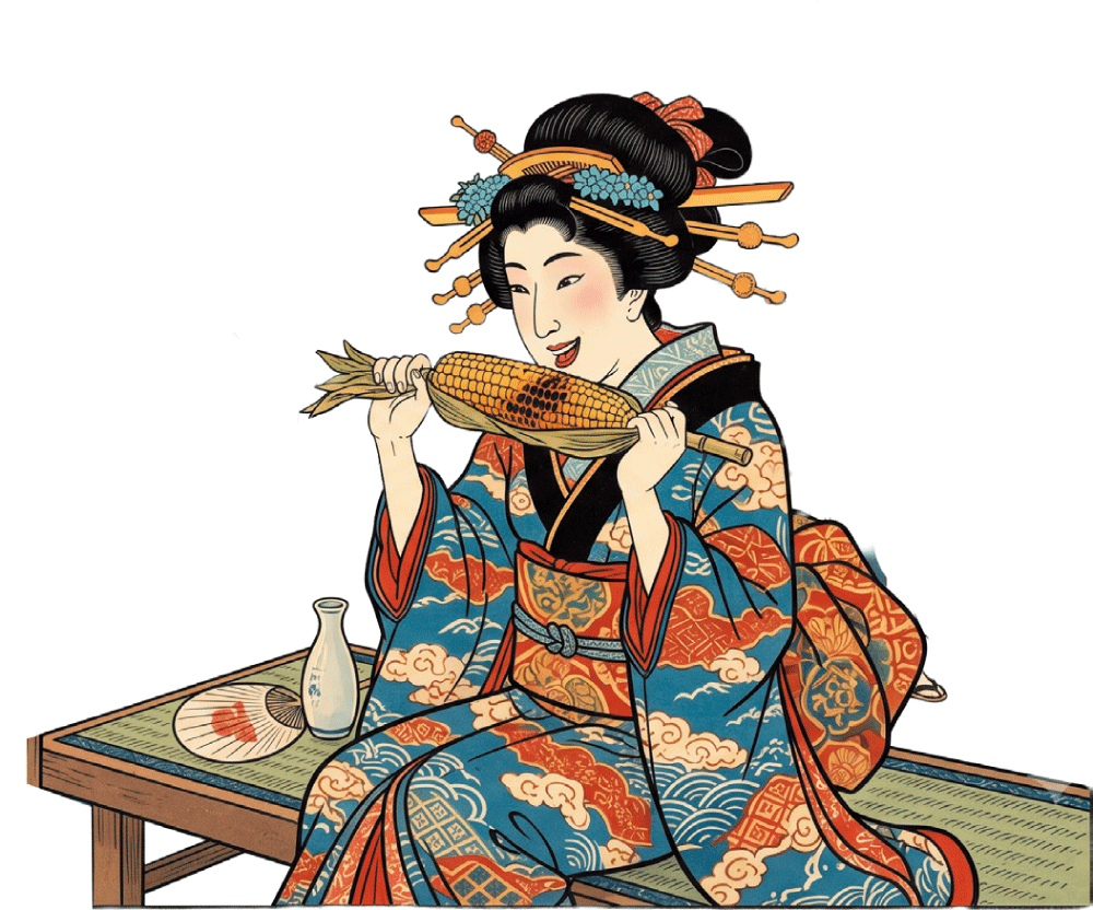 とうきびを食べる江戸の人